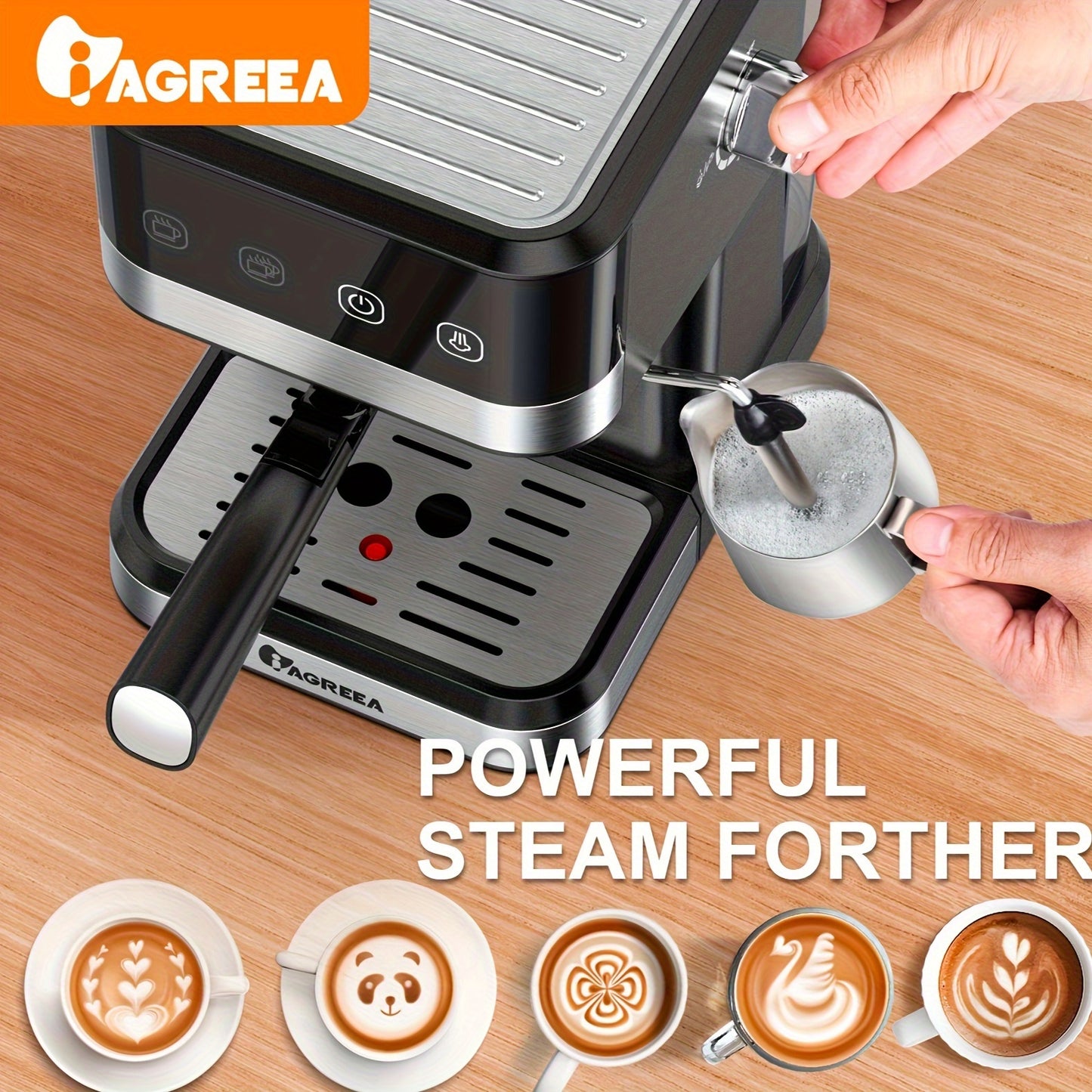 IAGREEA 20 Bar Pressure Coffee Machine, 1.5 Liter/50 Ounce Removable Water Tank, 1050 Watt Semi-automatic Espresso/latte/cappuccino Coffee Machine, Suitable For Home Baristas, Office (US Standard)