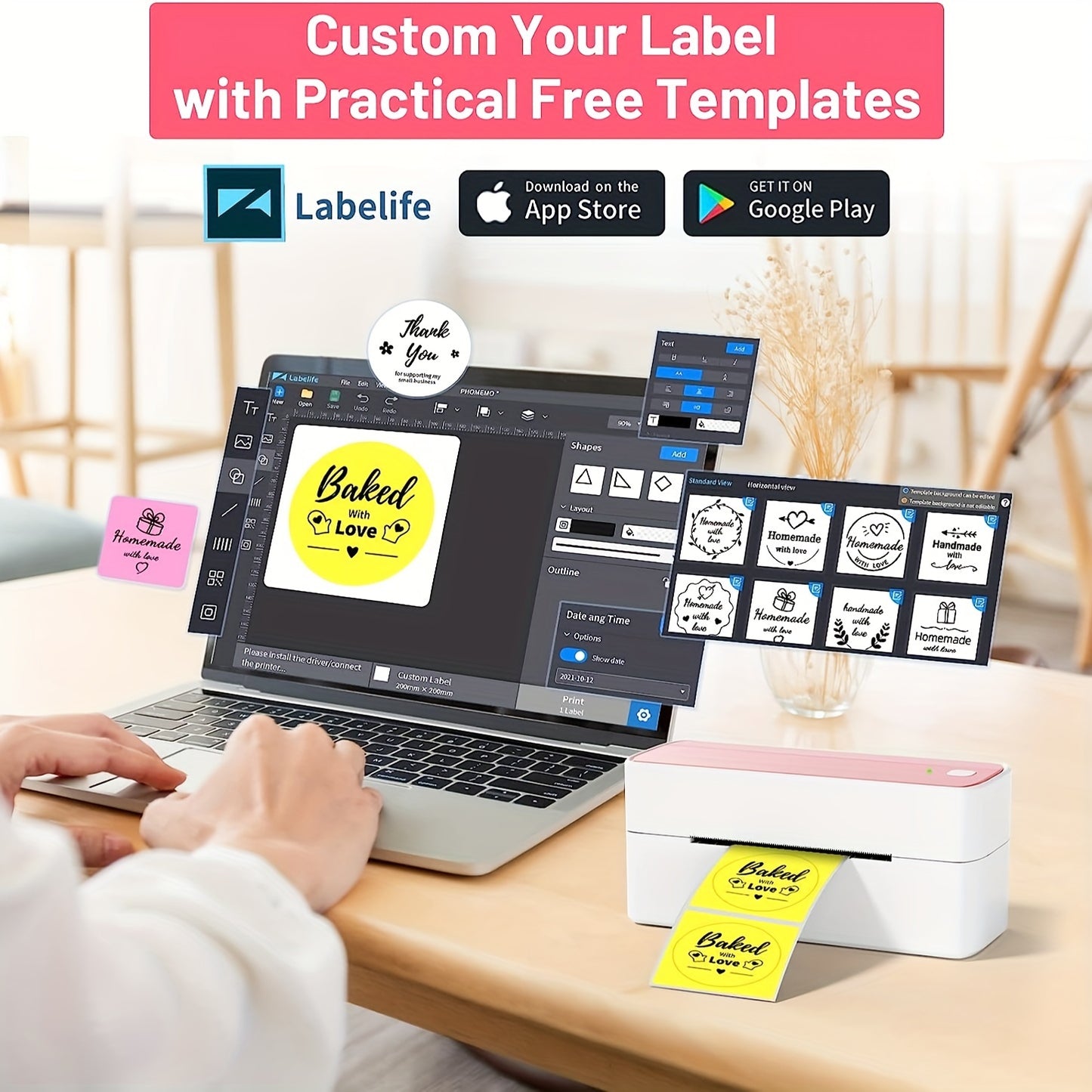 Thermal Shipping Label Printer - Portable Thermal Label Printer for Shipping Packages - Thermal Shipping Label Printer Wireless Label Makers