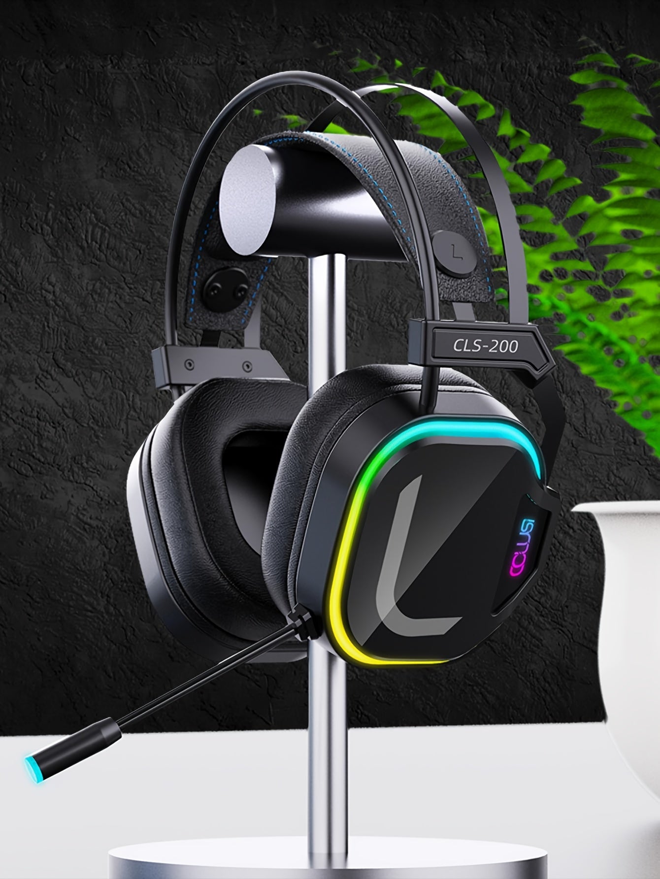 COLUSI CLS-200 RGB Gaming Headset - 360° Microphone, Adaptive Head Beam, Bass Surround, Soft Memory Earmuffs - Compatible with PC, Laptop, Mac, PS4, PS5, Xbox One, Xbox Series