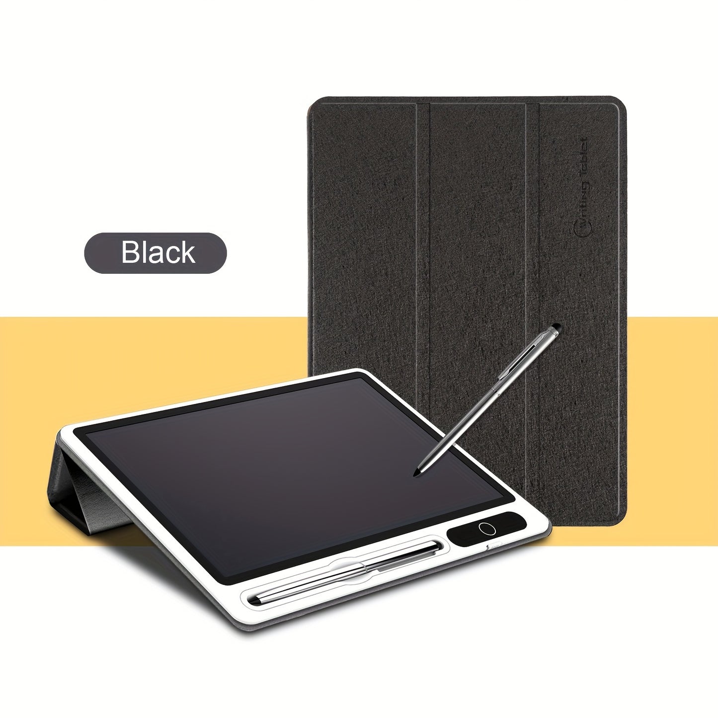 10-Inch Portable LCD Writing Tablet with Protective Leather Case - Digital Notepad for Drawing and Notes, Ideal School and Office Supplies, Perfect Christmas Gift for Students and Families, Sleek Black