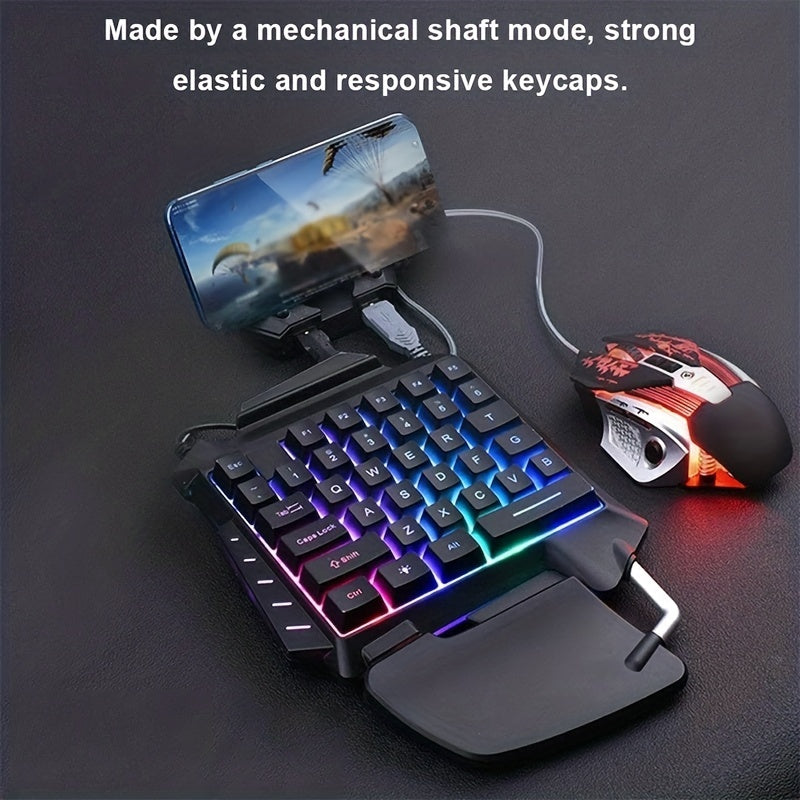 Ergonomic One-Handed Mechanical Gaming Keypad - RGB Backlit, Ultra-Portable & Compact Design - Perfect for Gamers On-the-Go!