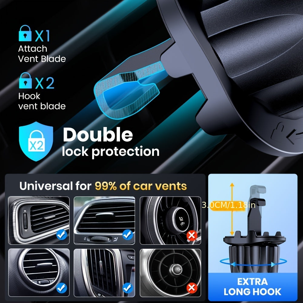 TOPK Waterproof Car Phone Holder Mount - Adjustable 360° Rotation, ABS Material, Rectangle Shape | Auto Air Vent Hook Clip