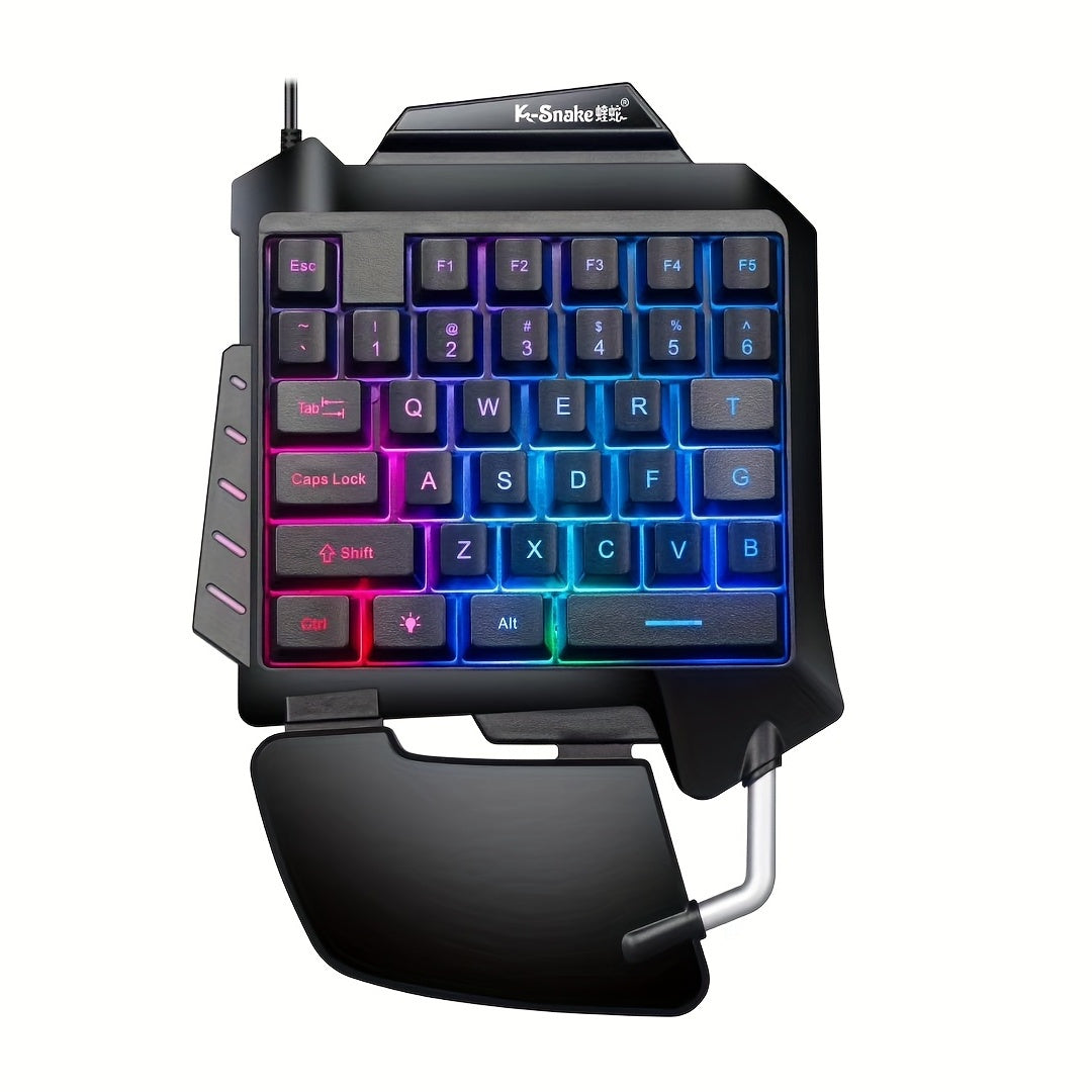 Ergonomic One-Handed Mechanical Gaming Keypad - RGB Backlit, Ultra-Portable & Compact Design - Perfect for Gamers On-the-Go!