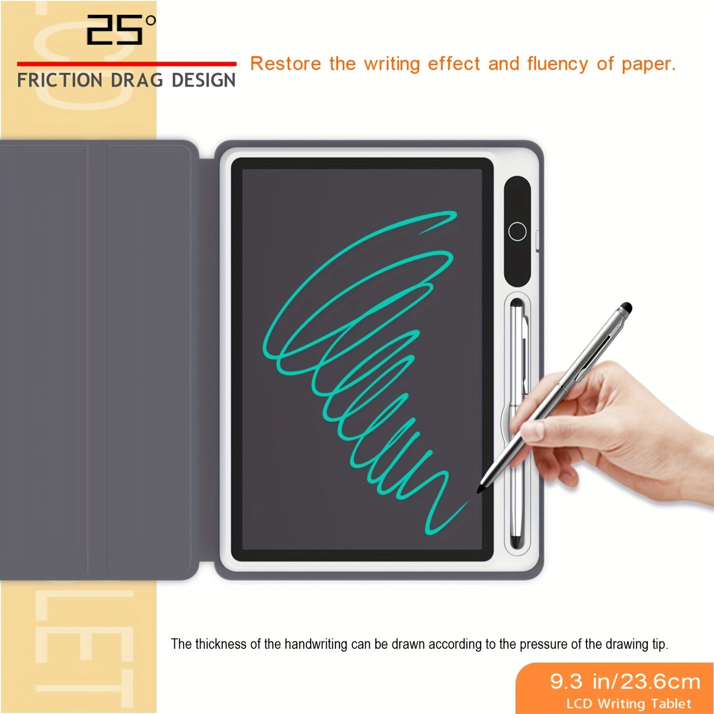 10-Inch Portable LCD Writing Tablet with Protective Leather Case - Digital Notepad for Drawing and Notes, Ideal School and Office Supplies, Perfect Christmas Gift for Students and Families, Sleek Black