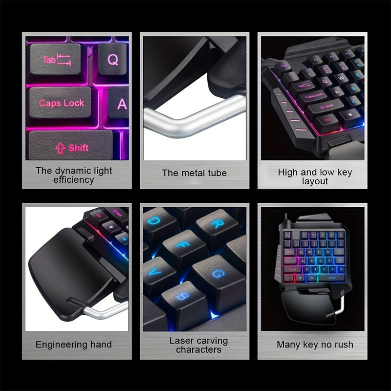 Ergonomic One-Handed Mechanical Gaming Keypad - RGB Backlit, Ultra-Portable & Compact Design - Perfect for Gamers On-the-Go!