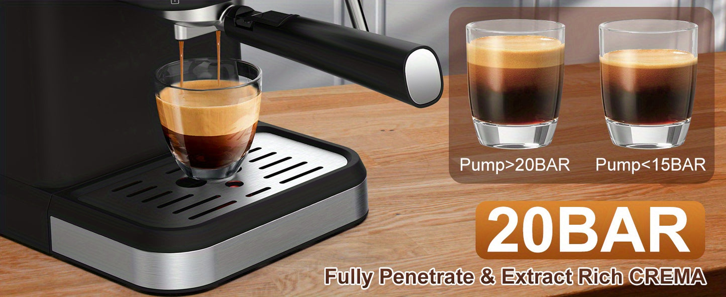 IAGREEA 20 Bar Pressure Coffee Machine, 1.5 Liter/50 Ounce Removable Water Tank, 1050 Watt Semi-automatic Espresso/latte/cappuccino Coffee Machine, Suitable For Home Baristas, Office (US Standard)