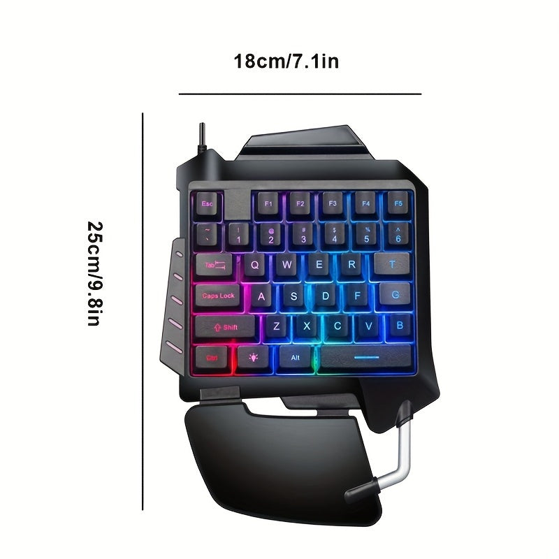Ergonomic One-Handed Mechanical Gaming Keypad - RGB Backlit, Ultra-Portable & Compact Design - Perfect for Gamers On-the-Go!