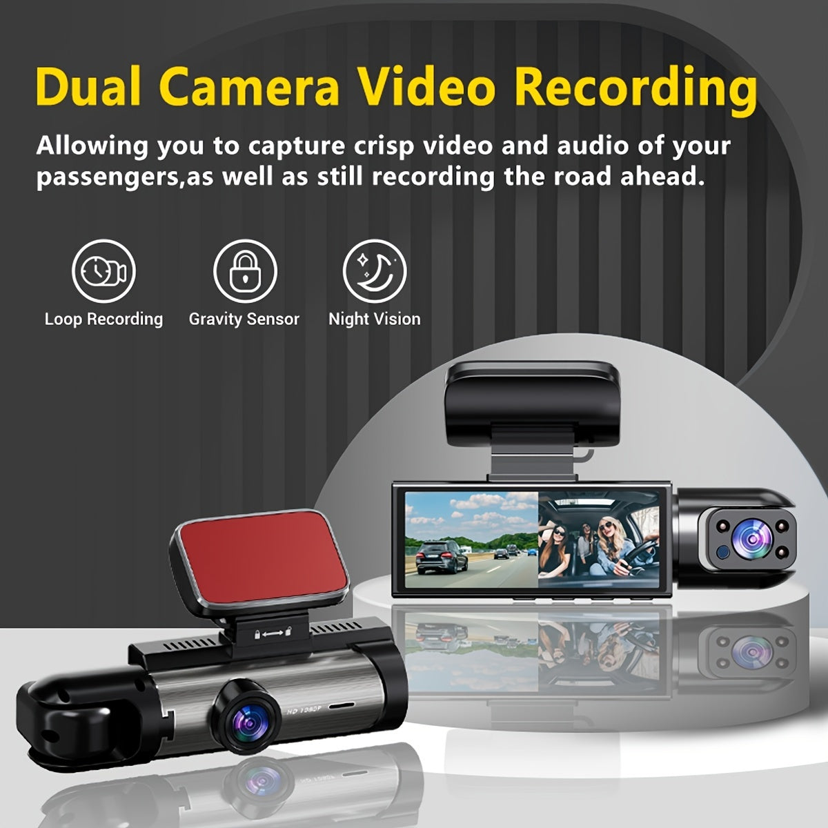 [Dual Camera] Dash Cam For Cars | 1080P Dual Camera | 3.16 Inch IPS Screen | IR Night Vision, Loop Recording, Wide Angle Lens