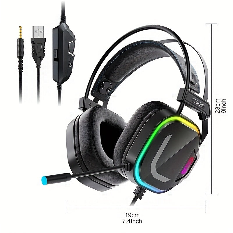 COLUSI CLS-200 RGB Gaming Headset - 360° Microphone, Adaptive Head Beam, Bass Surround, Soft Memory Earmuffs - Compatible with PC, Laptop, Mac, PS4, PS5, Xbox One, Xbox Series