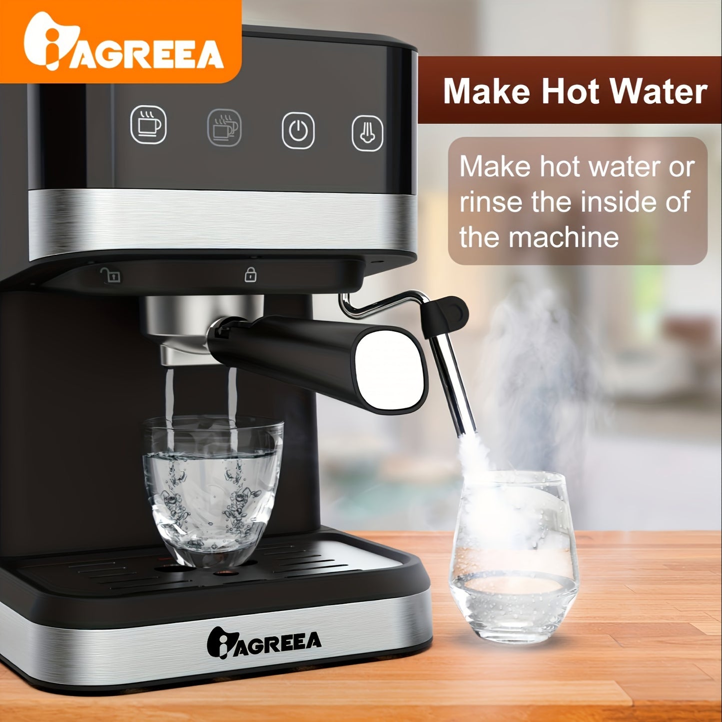 IAGREEA 20 Bar Pressure Coffee Machine, 1.5 Liter/50 Ounce Removable Water Tank, 1050 Watt Semi-automatic Espresso/latte/cappuccino Coffee Machine, Suitable For Home Baristas, Office (US Standard)