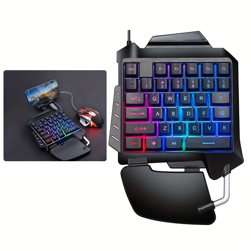 Ergonomic One-Handed Mechanical Gaming Keypad - RGB Backlit, Ultra-Portable & Compact Design - Perfect for Gamers On-the-Go!