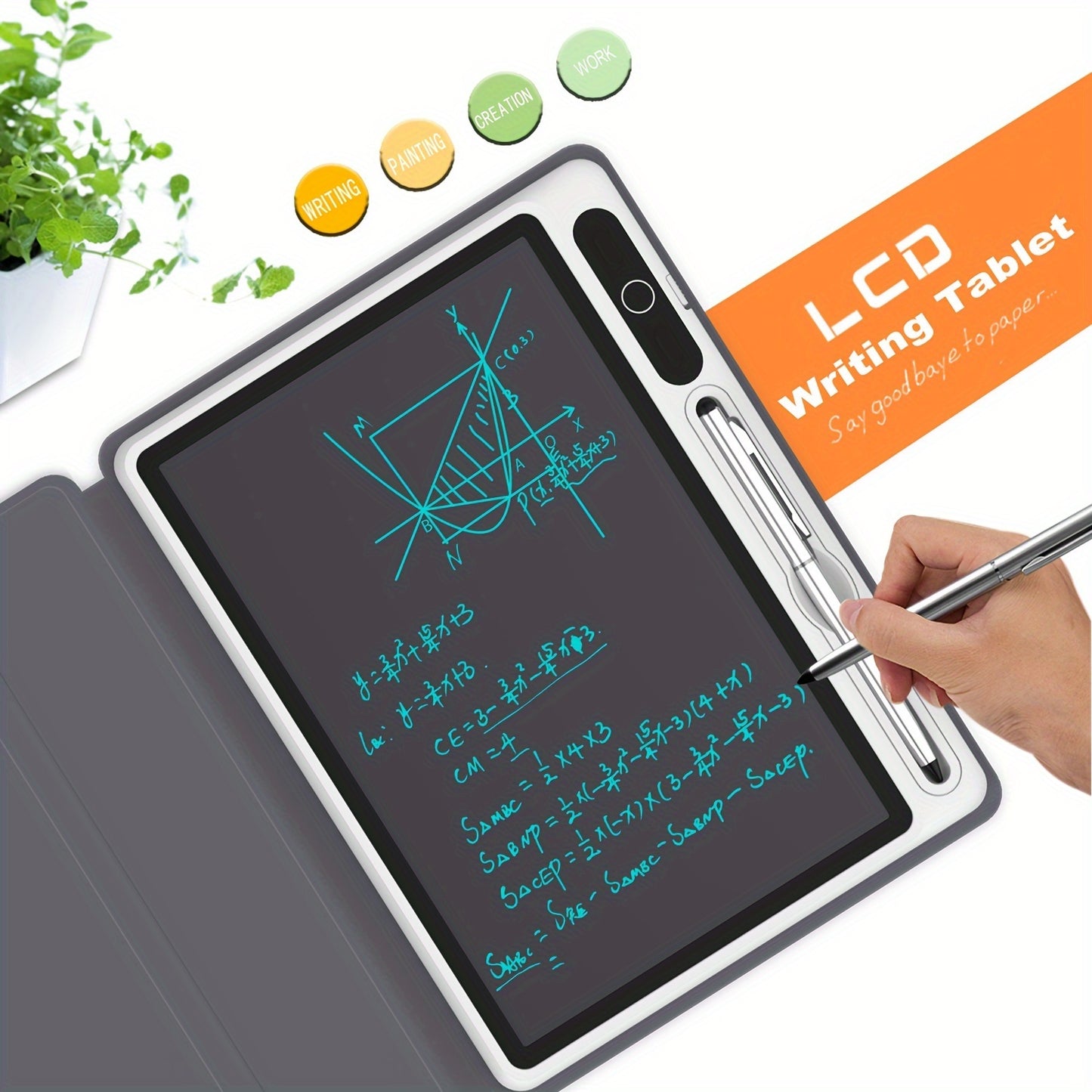 10-Inch Portable LCD Writing Tablet with Protective Leather Case - Digital Notepad for Drawing and Notes, Ideal School and Office Supplies, Perfect Christmas Gift for Students and Families, Sleek Black
