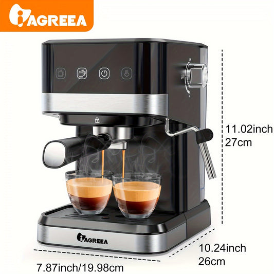 IAGREEA 20 Bar Pressure Coffee Machine, 1.5 Liter/50 Ounce Removable Water Tank, 1050 Watt Semi-automatic Espresso/latte/cappuccino Coffee Machine, Suitable For Home Baristas, Office (US Standard)
