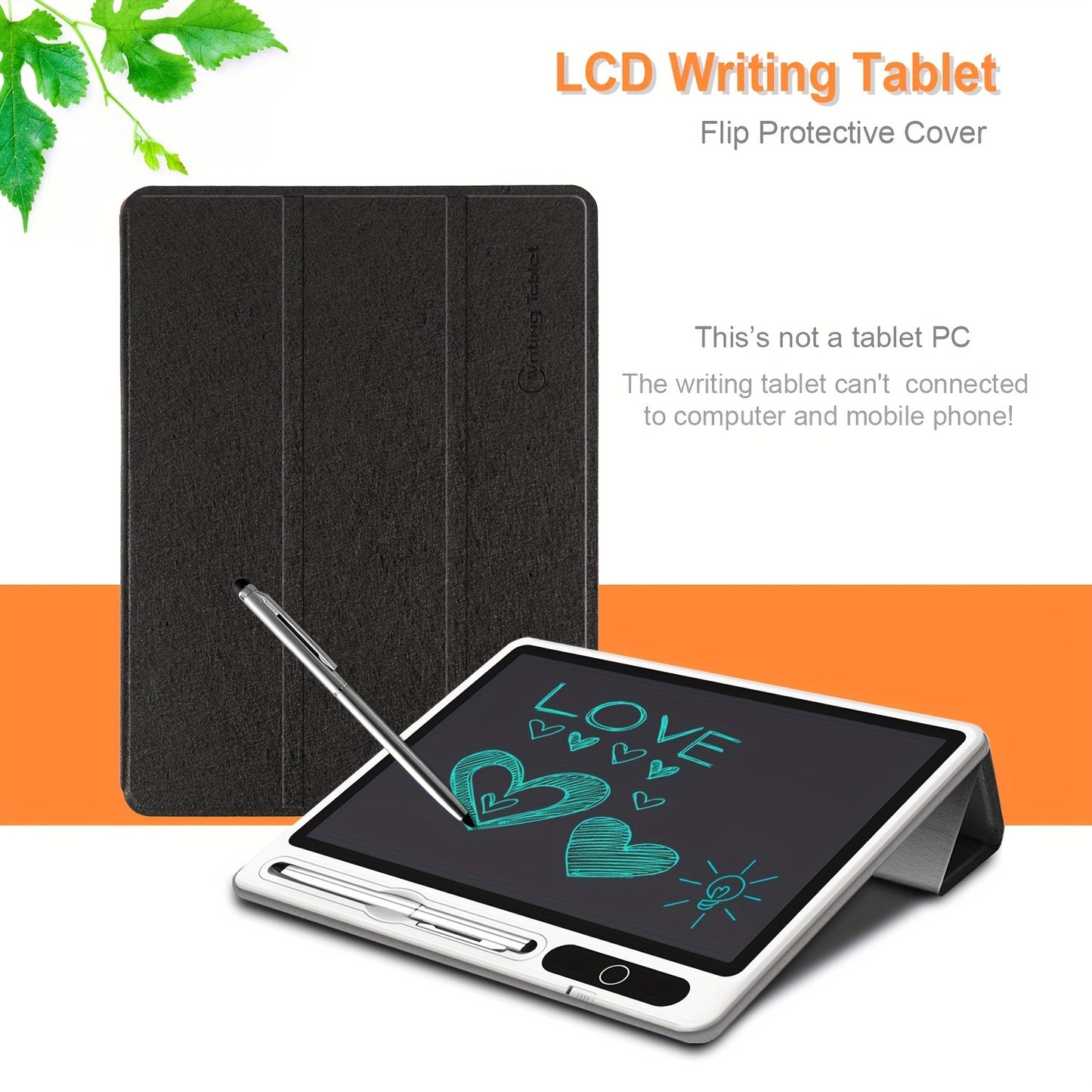 10-Inch Portable LCD Writing Tablet with Protective Leather Case - Digital Notepad for Drawing and Notes, Ideal School and Office Supplies, Perfect Christmas Gift for Students and Families, Sleek Black