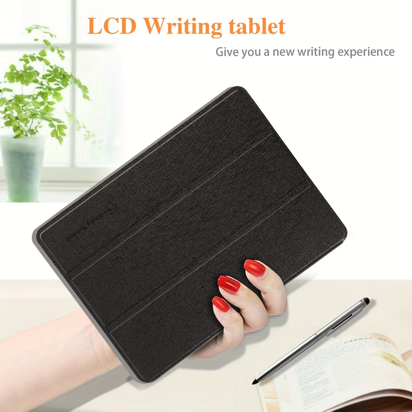 10-Inch Portable LCD Writing Tablet with Protective Leather Case - Digital Notepad for Drawing and Notes, Ideal School and Office Supplies, Perfect Christmas Gift for Students and Families, Sleek Black