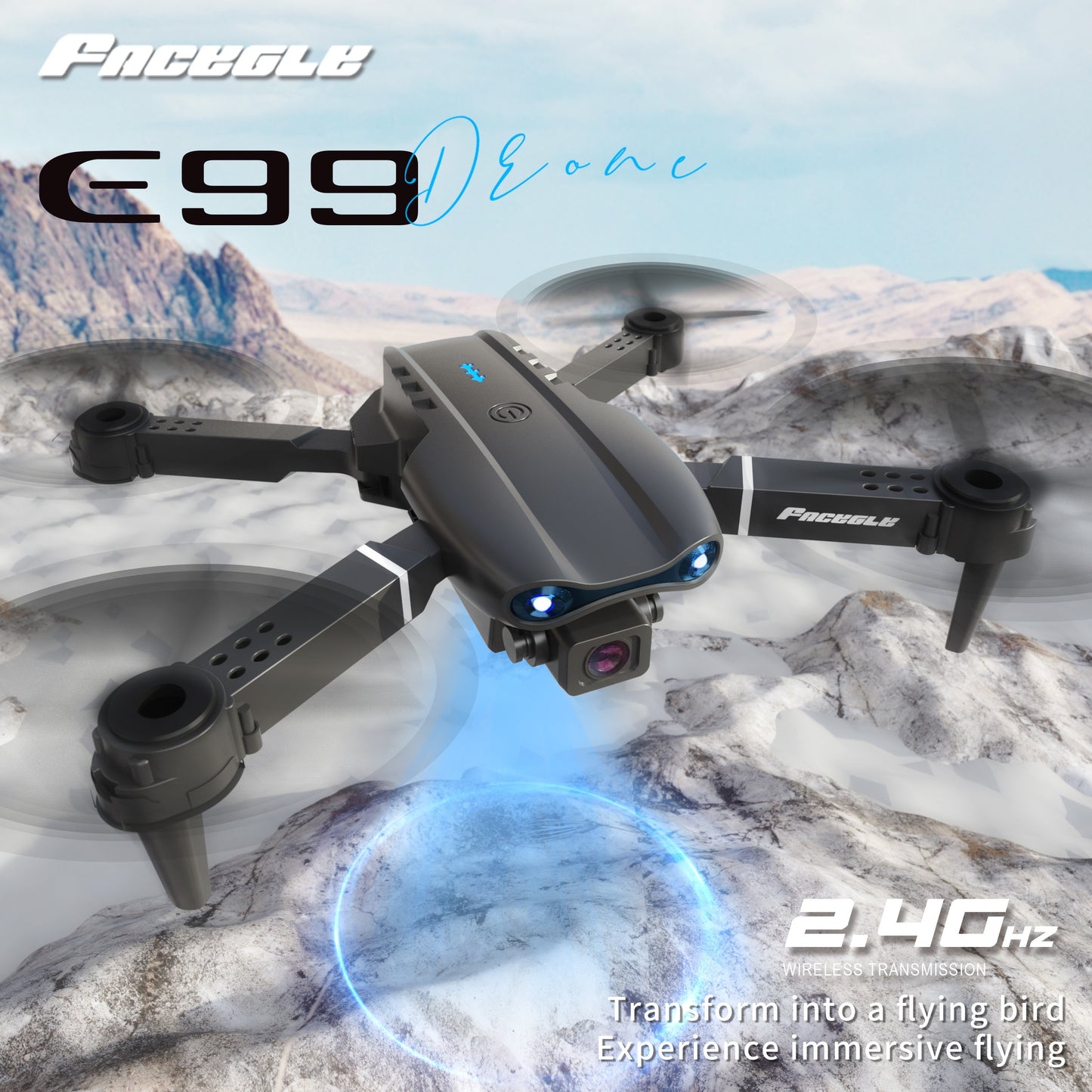 E99 Foldable Drone with Dual HD Cameras, 2.4GHz WiFi FPV Live Video Transmission, Remote Control Quadcopter for Beginners - Ideal Indoor & Outdoor Gift for Men, Indoor Flying | Modern Drone | Stable Flight Drone