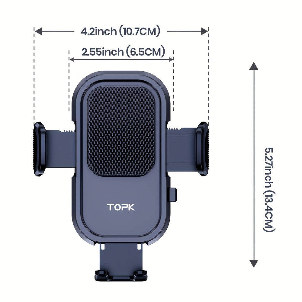 TOPK Waterproof Car Phone Holder Mount - Adjustable 360° Rotation, ABS Material, Rectangle Shape | Auto Air Vent Hook Clip