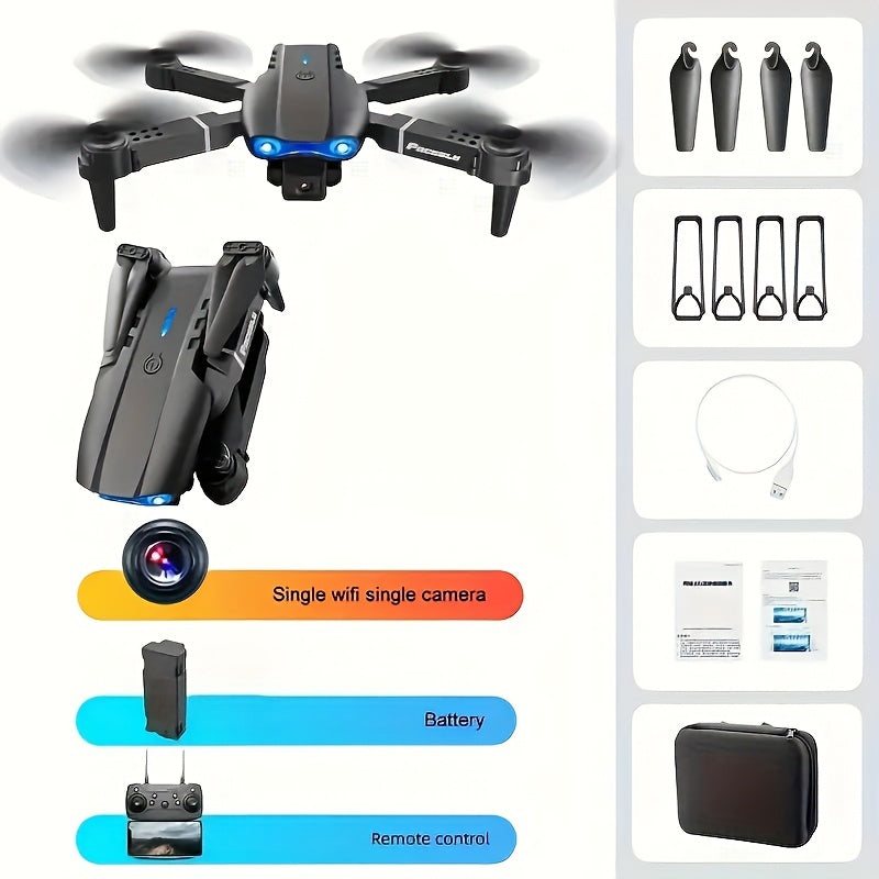 E99 Foldable Drone with Dual HD Cameras, 2.4GHz WiFi FPV Live Video Transmission, Remote Control Quadcopter for Beginners - Ideal Indoor & Outdoor Gift for Men, Indoor Flying | Modern Drone | Stable Flight Drone
