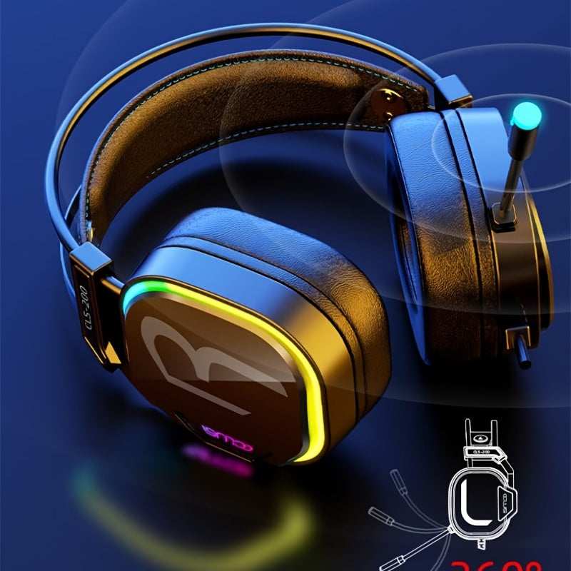 COLUSI CLS-200 RGB Gaming Headset - 360° Microphone, Adaptive Head Beam, Bass Surround, Soft Memory Earmuffs - Compatible with PC, Laptop, Mac, PS4, PS5, Xbox One, Xbox Series